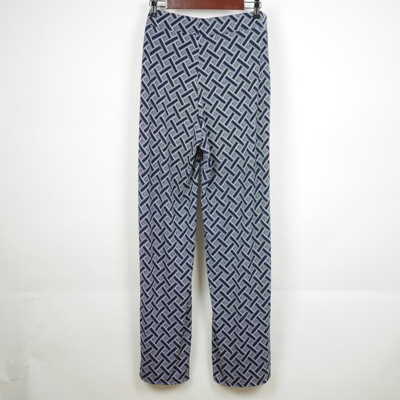 WHITE HOUSE BLACK MARKET Women's L Blue & white pull on stretch pants elastic - Picture 5 of 10